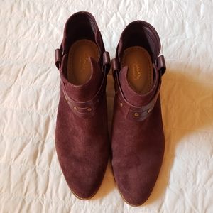 Clarks Suede Burgundy ankle boots